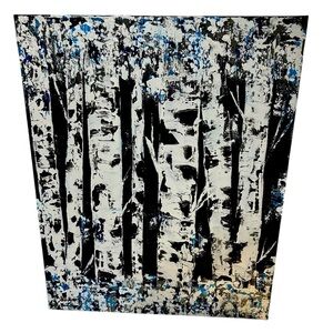 Original Artwork Acrylic on Canvas Winter Birch 16 x 20”